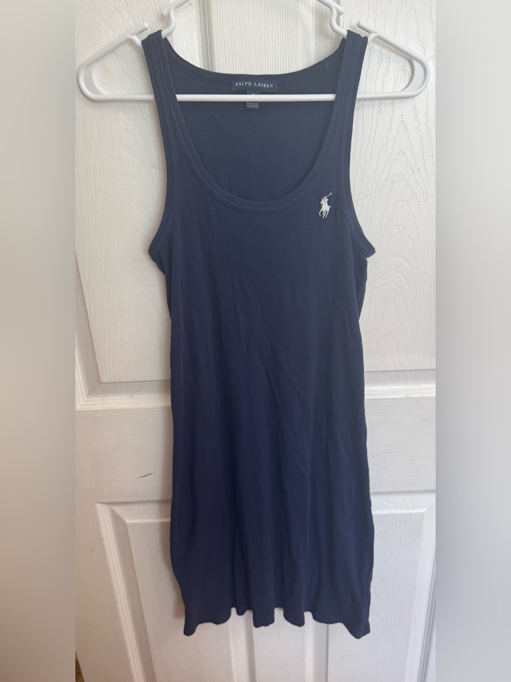 Ralph Lauren polo ribbed knit navy midi tank dress size medium